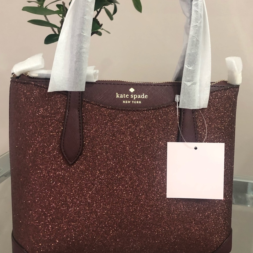 Kate Spade Shimmy Glitter holiday handbag satchel crossbody purse NWT